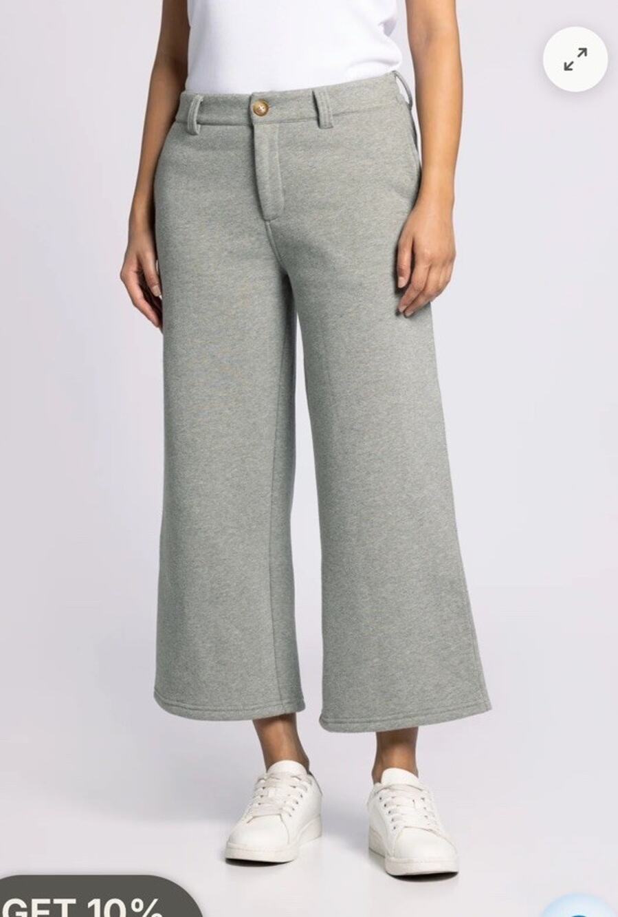 NWT Thread & Supply Mirabel Gray Cropped Brushed Fleece Lounge Pants L Pockets